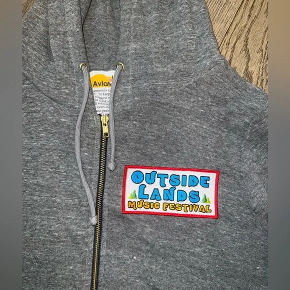 Aviator Nation Hoodie Adult Large Gray Outside Lands Music Festival Full Zip Up - Picture 2 of 8